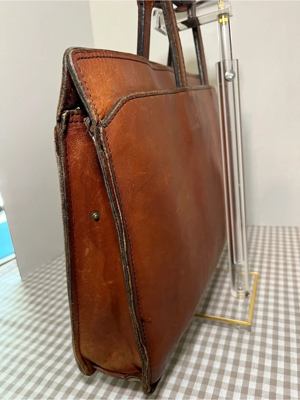 Vintage Schlesinger Brothers Brown Leather Briefcase / Portfolio 1970's-80's